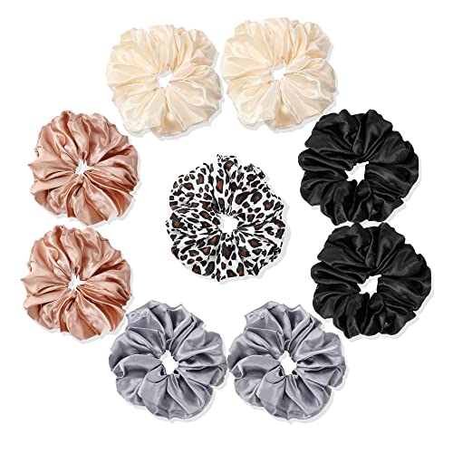 Scrunchies Hair Ties Elastics Bands Ponytail Holder Pack of Neutral Scrubchy Hair Accessories Women Girls (Big, 4 Color Mixed 2) - color: Basic Color