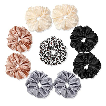 Scrunchies Hair Ties Elastics Bands Ponytail Holder Pack of Neutral Scrubchy Hair Accessories Women Girls (Big, 4 Color Mixed 2) - color: Basic Color