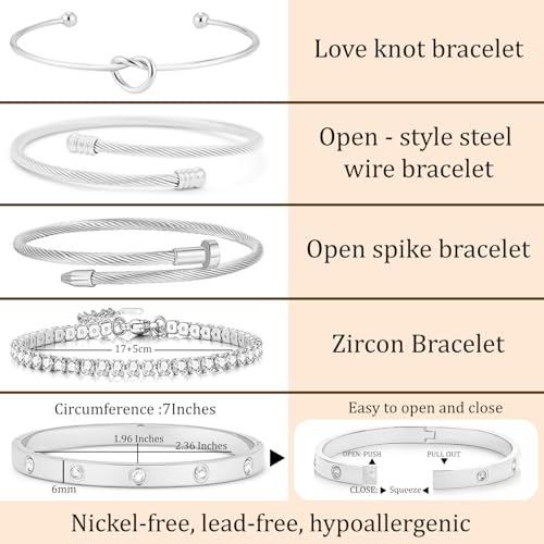 18 K Gold Plated Love Bangle Bracelet Stack Cuff Jewelry for Women Jewelry Set for Women Gift with Box - style: style26