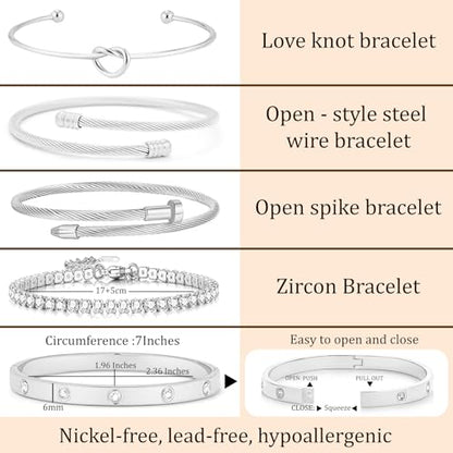 18 K Gold Plated Love Bangle Bracelet Stack Cuff Jewelry for Women Jewelry Set for Women Gift with Box - style: style26