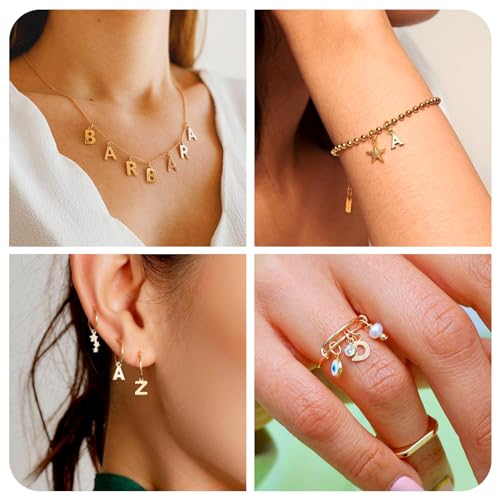 Craftdady Letter Charms Capital Pendants Mixed A-Z Initial Letter Number Charms DIY Bracelet Necklace Pendants for Jewelry Making, Gold, Antique Silver, Platinum - color: Real 18K Gold Plated