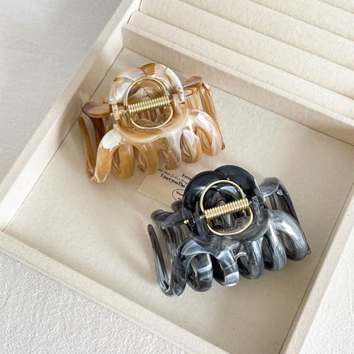 FRDTLUTHW 2PCS 3.74Inch Large Cellulose Acetate Octopus Hair Claw Clips for Women,Jumbo Tortoise Shell Hair Clamps for Thin Thick Hair,Non-slip Strong Hold Jaw Barrettes,Hair Accessories for Styling