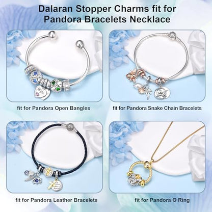 DALARAN Stopper Beads for Bracelets 925 Sterling Silver Clip Spacer Charm Bracelet Stoppers - style: 4Pcs Rosegold Charm Stoppers