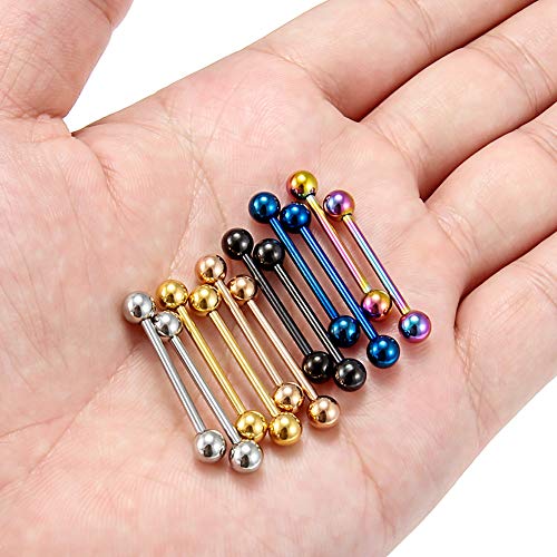 SCERRING 14G Nipple Rings 316L Stainless Steel Externally Threaded Nipplerings Tongue Bar Barbell Rings Piercing Retainer For Women Men - style: A:12PCS - 3/4"(19mm)