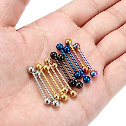 SCERRING 14G Nipple Rings 316L Stainless Steel Externally Threaded Nipplerings Tongue Bar Barbell Rings Piercing Retainer For Women Men - style: A:12PCS - 3/4"(19mm)