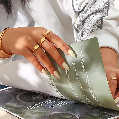 PAMTIER Women's Angel Number Signet Ring Gold Plated Oval Shaped | Stainless Steel, Minimalist Statement Band, Dainty Simple Numerology Jewelry Gift - color: 111