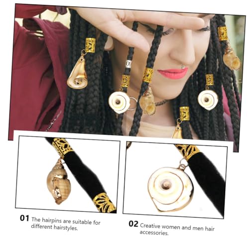 Beaupretty 5pcs Hair Braid Pendants and Dreadlock Rings Mixed Style Decorative Headdress with Ocean Shells Aluminum and Pearl Charms for Men and Women for Festivals and Parties