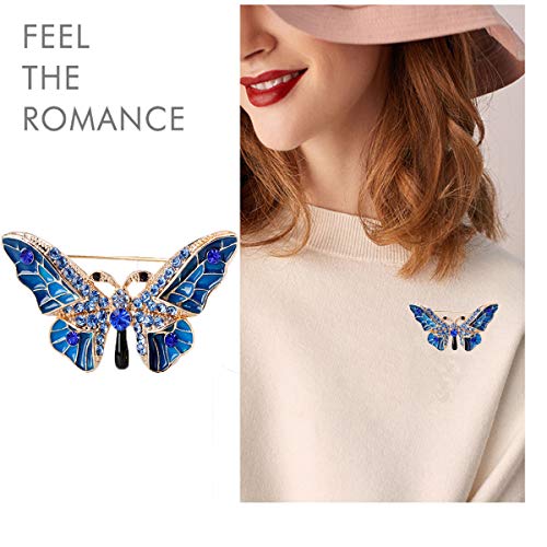 seven wolves Brooches for Women Austria Crystal Brooch Pins Rhinestones Brooches Daily Wearing Breastpin with Boxes - color: Blue 2