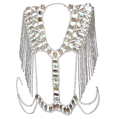 Women Sexy Jewelry Night Shop Costume Shoulder Body Chain - color: Silvery -Shoulder body chain