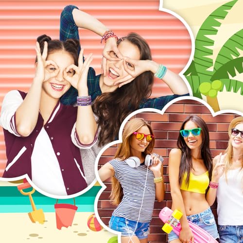 96 Pcs Beaded Friendship Bracelets Bulk Inspirational Stretch Bracelets Y2k Colorful Cute Adjustable Jewelry for Women Summer Beach Graduation Party Favors Friend Gifts - style: Novel