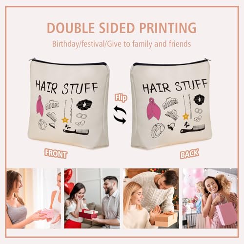 Mom Gifts Hair Stuff Makeup Bag: Hair Accessories Themed Cosmetic & Toiletry Organizer Pouch For Teen Girls & Women Hairstylist Sisters, Friends.Ideal Mom Gift For Travel, Birthdays. - style: Hair Stuff