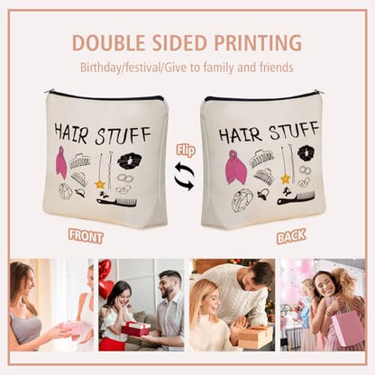 Mom Gifts Hair Stuff Makeup Bag: Hair Accessories Themed Cosmetic & Toiletry Organizer Pouch For Teen Girls & Women Hairstylist Sisters, Friends.Ideal Mom Gift For Travel, Birthdays. - style: Hair Stuff