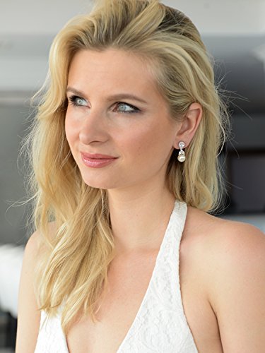 Mariell Clip-On Pearl Drop Bridal Earrings with Cubic Zirconia Crystals and Ivory Pearls For Brides, Bridesmaids, Weddings, Jewelry Gift for Women - color: Silver