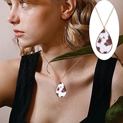 Ornaland 4 Pcs Leather Earrings Necklace Bracelet Set Print Earrings Faux Leather Necklace Multi-Layer Bracelet Jewelry Set Gifts for Women - color: A10