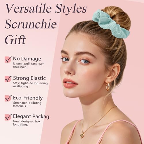 Crinkle Waffle Scrunchies, Soft Breathable Fabric Hair Ties, Neutral Pastel Colors (Pink, Cream, Mint) No Damage for Women, Thin & Thick Hair, Everyday Casual, Work & Gym Use - color: Set 15