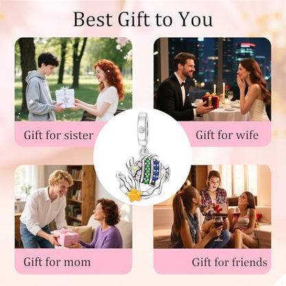S925 Sterling Silver Cute Bead Charm for Pandora Bracelets and Necklaces | Lucky Clover Cute Animal Pink Bow Cherry Butterfly Pendant Bead Charms Jewelry Making Gifts for Women Valentines Mother's Day - style: ocean element pendant
