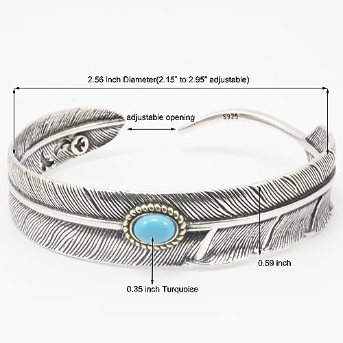 Innocence S925 Silver-Plated Antique Wide Feather Cuff Bracelet For Men Women Adjustable Retro Twisted Feathers Bracelets Gift Jewelry - color: Feather C
