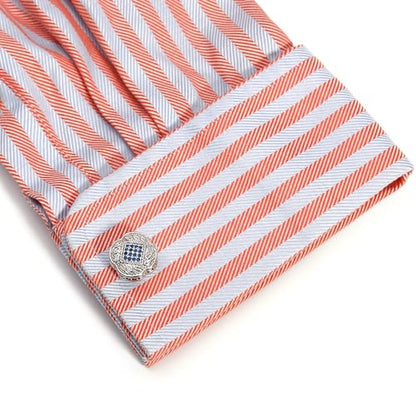 Men's Cufflink Set, Silver with Blue Zircon, Comes with a Gift Box, Can be Used as Accessories and Gifts. Add Color to your Clothes.