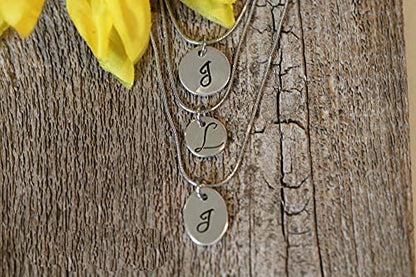 Triple Disc Layered Necklace Set, Monogram Layering Necklace, Stacked Necklaces, Multi Strand Necklace, Family Initial Necklaces, Kid's Initials