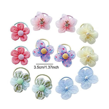 Baby Hair Accessories Set - 40 Pcs Cute Flower Elastic Rubber Bands, Hair Ties and Ponytail Holders for Girls and Toddlers (Random 4 Sets) - color: random 4 sets