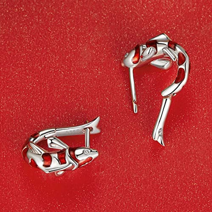 925 Sterling Silver Earrings Hypoallergenic Huggie Earring for Women - color: koi