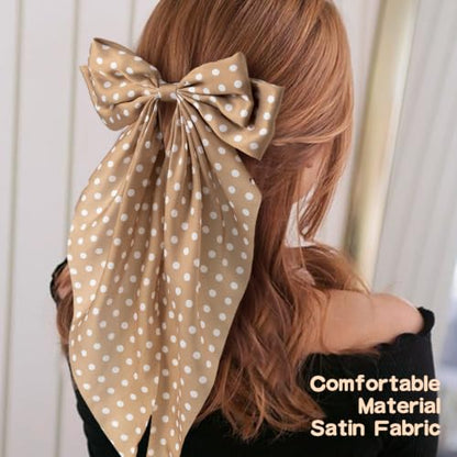 Unbednigt 6 PCS Polka Dot Hair Bows for Women Girls Big Red Bow Clips - color: Polka Dot