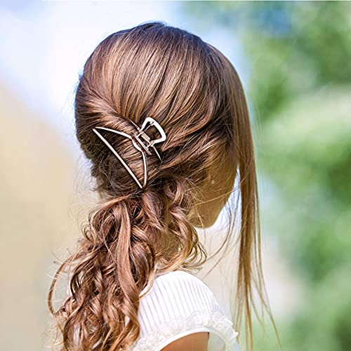 HH&LL Hair Clips, Metal Hair Claw Barrette Clamp Jaw for Women (2, Gold+ Rose Golden) - color: Gold+ Rose Golden