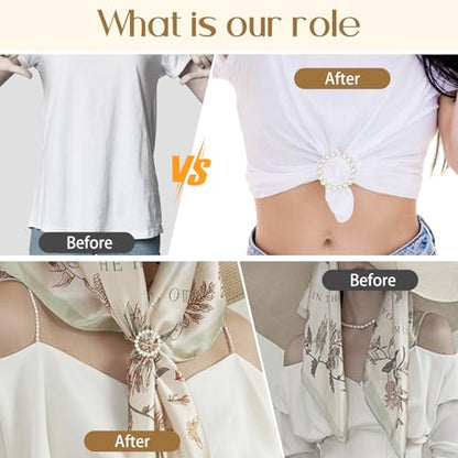 18 Pcs Silk Scarf Ring Clip Shirt Ties Clips For Women Clothing, T Shirt Tie Or Rings Clips For Women For The Side With 1 Storage Bag