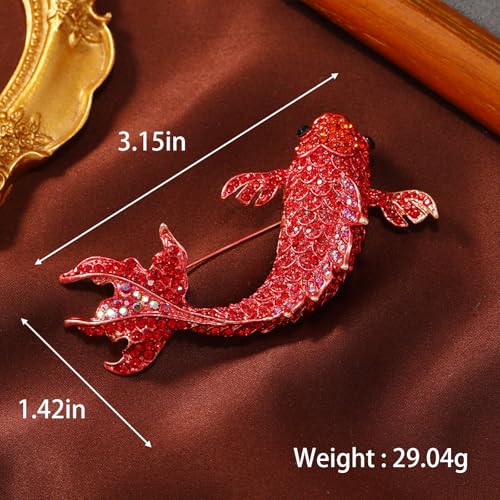 HETICA Animal Brooch for Women, Funny and Cute Flower Brooch Safety Pins Clothing Backpack Hat Decoration Enamel Pins Fashion Women Brooches and Pins Jewelry - style: Fish (Red Koi)