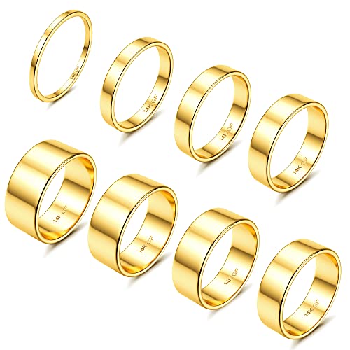 LOYALLOOK 8Pcs Gold Rings Stainless Steel Stacking Rings for Women Statement Bands Plain Finger Ring Thumb Pointer Ring Stackable Thin Gold Ring Set Comfort Fit Size 5 to 10 - style: Style A