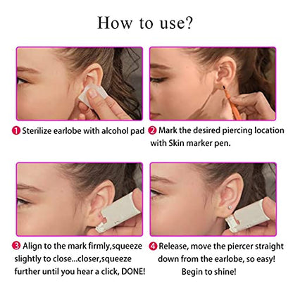 Firstomato 2PCS Disposable Ear Piercing Kit Ear Piercing Gun Self Use Ear Piercings Kit Cartilage Piercing Gun with Hypoallergenic Earrings(3mm Ball,Silver) - color: Ball,Silver, size: 3.0mm