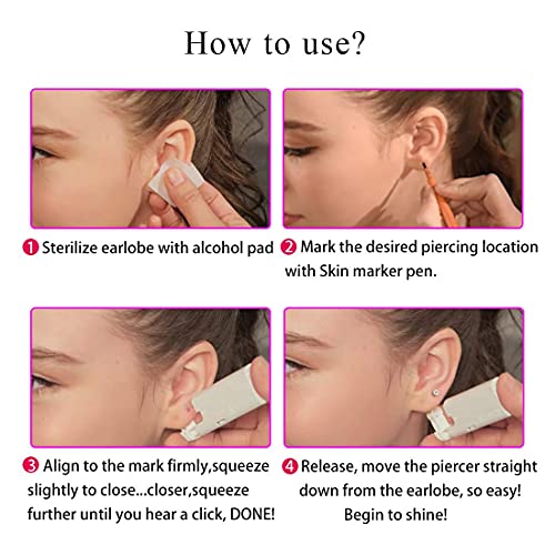 Firstomato 2PCS Disposable Ear Piercing Kit Ear Piercing Gun Self Use Ear Piercings Kit Cartilage Piercing Gun with Hypoallergenic Earrings(3mm Ball,24kt Gold) - color: Ball,24Kt Gold, size: 3.0mm