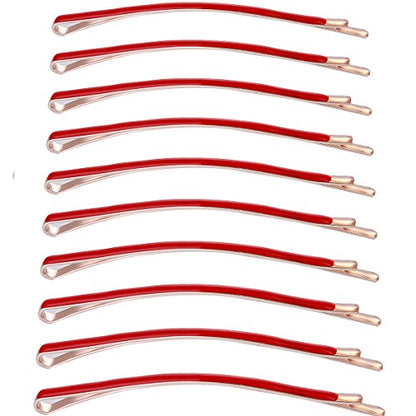 Yishenyishi Pack of 10 Curved Jumbo Bobby Pins,Hair Clips (Red-10pcs) - color: Red