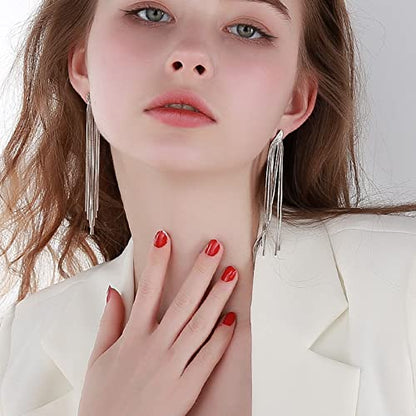 Long Earrings for Women Dangling Black Tassel Earrings Fringe Earrings Formal Elegant Earrings Bridesmaid Jewelry - style: s
