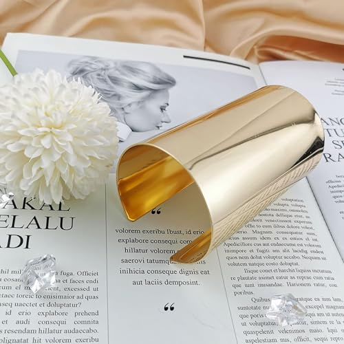 2Pcs Cuff Bangle Bracelet for Women Open Wide Wire Bracelets Gold Wrist Cuff Wrap Bracelet Adjustable - color: Gold1