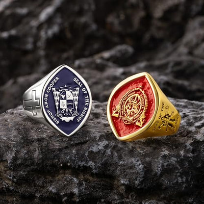 callie Custom Signet Ring - Engraved Text & Photo, Personalized Family Crest Coat Of Arms Rings, 925 Sterling Silver/Brass | Father's Day Jewelry Gifts for Men & Women - color: Olive 1