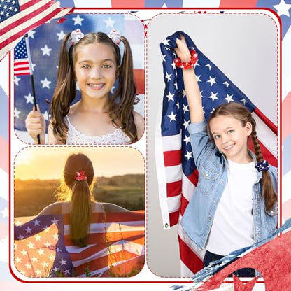 80 Pcs Red White Blue Patriotic Satin Hair Scrunchies for Women 4th of July Silk Hair Ties 250th Anniversary Elastic Bands Ropes Ponytail Holder Independence Day Party - style: Patriotic