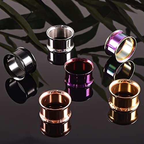 Set of 12 PCS 316L Stainless Steel Ear Plugs Large Gauges Stretching Screw Fit Tunnels Gauge 2g - 1 inch Ear Plugs Tunnels for Ears Expander Body Jewelry - color: 6 Pair Double Flared, size: 19mm(3/4")