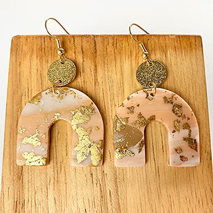Retro Wooden Resin Geometric Bar Drop Dangle Earrings Layered Leopard for Women Polymer Clay Lightweight Statement Jewelry - style: 4