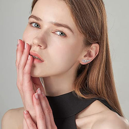 Ear Climbers Earrings for Women Sterling Silver Vintage Ear Crawler Earrings Jewelry Gifts for Women - style: Leaf
