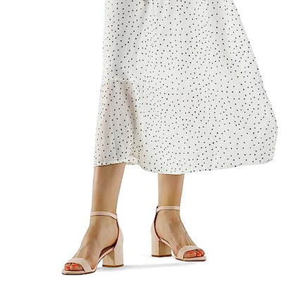 mysoft Women's Chunky Low Heels Open Toe Block Heeled Dress Ankle Strap Pump Wedding Sandals - color: Nude Suede, size: 10 Wide