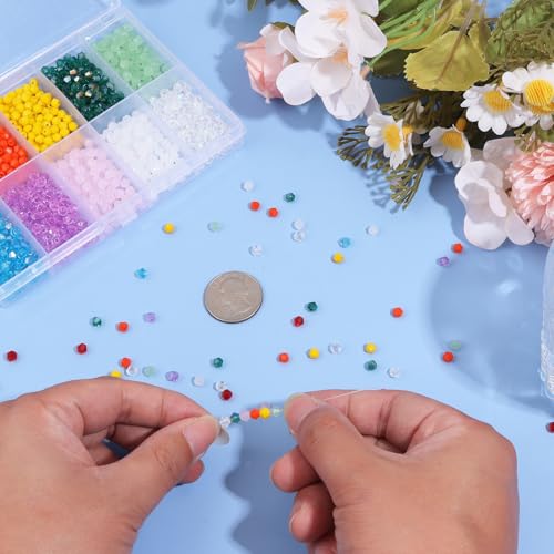 1200Pcs 4mm 10 Colors Faceted Crystal Glass Bicone Beads Loose Bead for DIY Bracelet Necklace Earring Keychain Jewelry Making,Rainbow - color: Rainbow