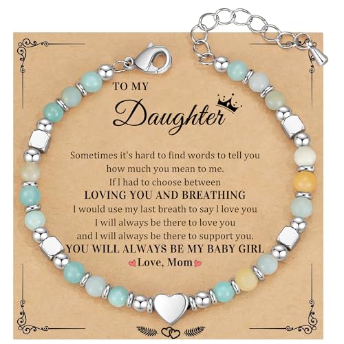 Best Friend Bracelet Gifts for Women Sister Bestie, Christmas Gift for Teens Mom Daughter Granddaughter Birthday Gift for Her Stocking Stuffers - color: Amazonite-Daughter 2