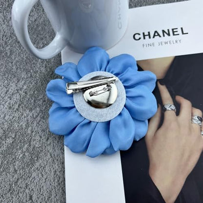 Dainty Fabric Rose Flower Large Brooch Lapel Pins Flower Brooches Pin Classic for Wedding Party Dance Banquet for Women Dress Suit Clothes Accessories Jewelry 100mm - color: Blue