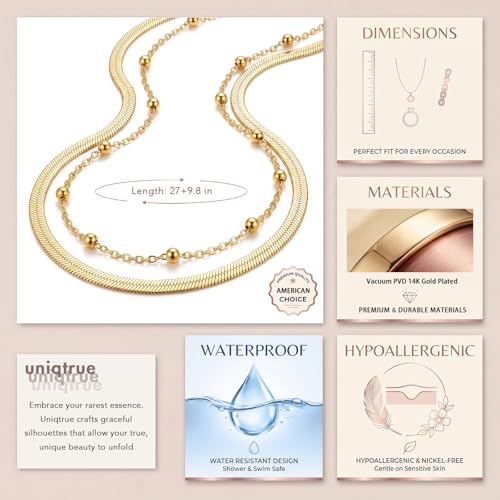 Layered Waist Chain for Women Waterproof, 14K Gold/Silver Plated Belly Chain Belt Waist Beads Chain Herringbone Snake Satellite Body Chain Beach Summer Fashion Jewelry Gift - style: Style 1