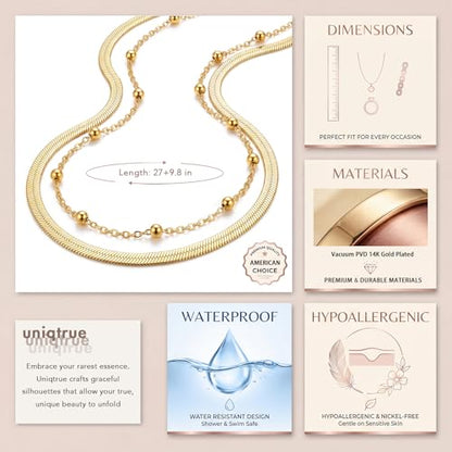 Layered Waist Chain for Women Waterproof, 14K Gold/Silver Plated Belly Chain Belt Waist Beads Chain Herringbone Snake Satellite Body Chain Beach Summer Fashion Jewelry Gift - style: Style 1
