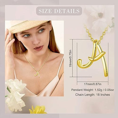 EUDORA Sterling Silver Initial Necklaces for Women, Classic 26 Letter Neckless Gifts for Girls, Sister, Mother Daughter, 18 inch Chain - style: A-Gold