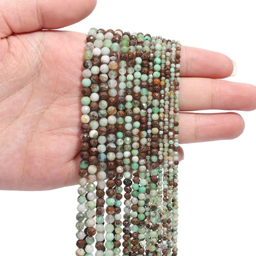 180pcs 2mm Natural Australian Jade Gemstone Beads Faceted Round Loose Stone Beads for Jewelry Making - color: Australian Jade, size: 1.9-2.4mm