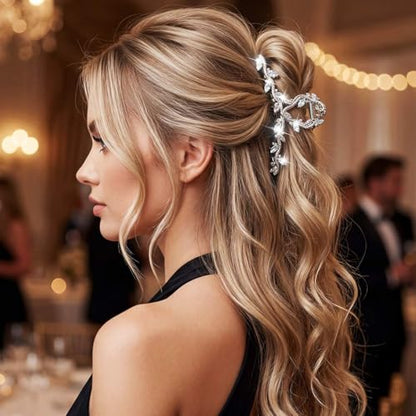 CAKURE Gold Claw Clip Fancy Hair Clips Rhinestone Hair Claw Clips Sparkly Hair Accessories for Women (Pack of 2) (a-gold&silver) - color: a-gold&silver