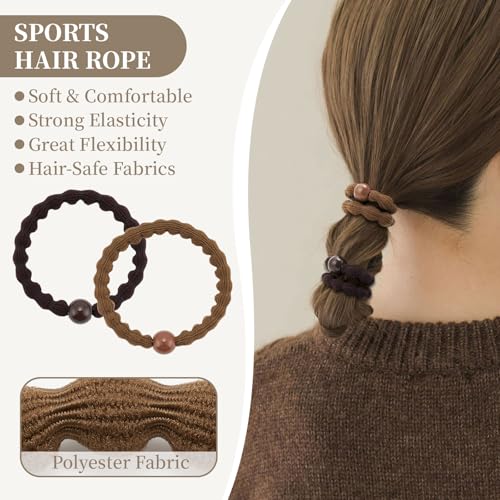 QIUTIMIY 10 Pcs No Damage Hair Ties Thick Hair Elastic Rubber Bands Hair Accessories Scrunchies Seamless for Women - color: Style 18